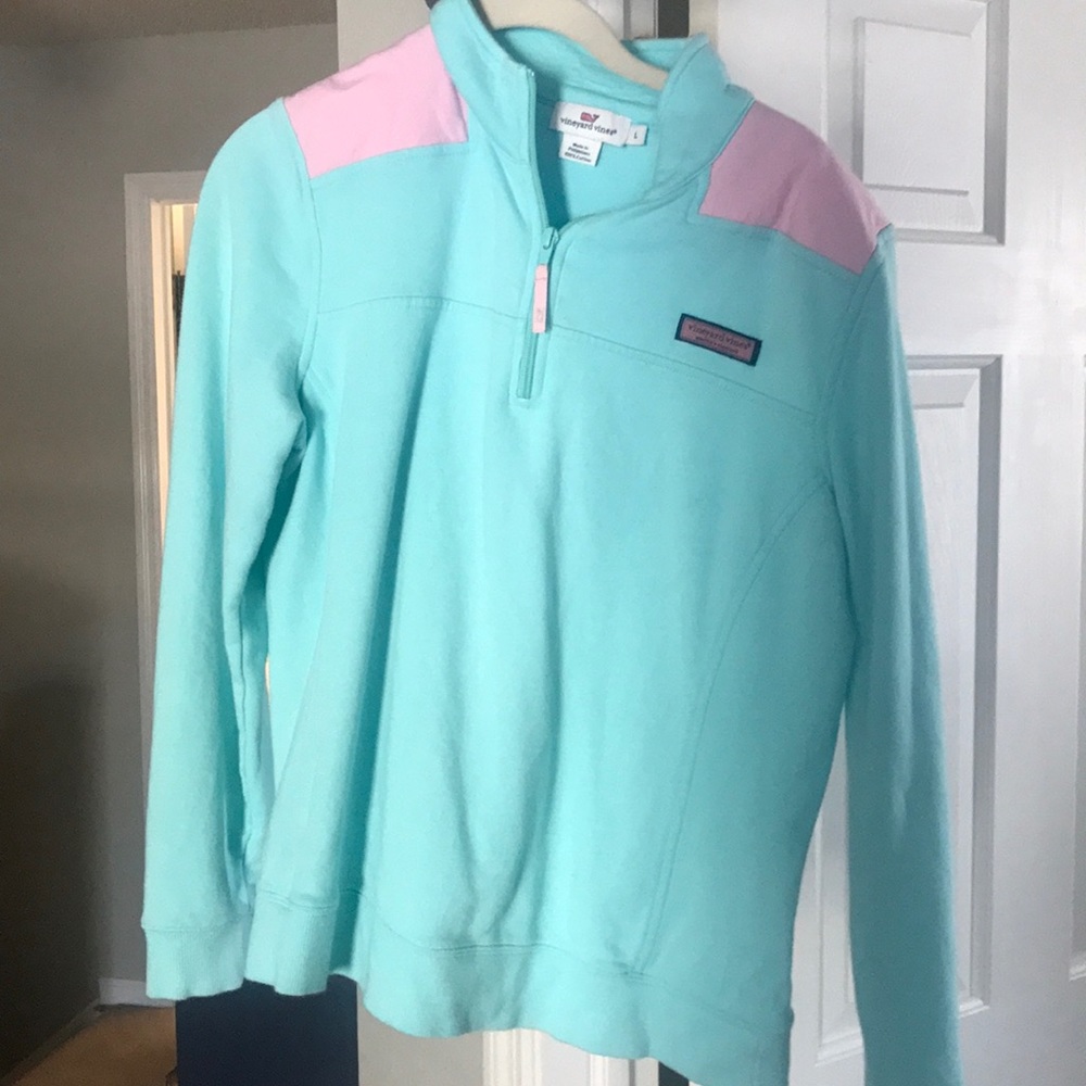 Vineyard vines teal and pink shep shirt